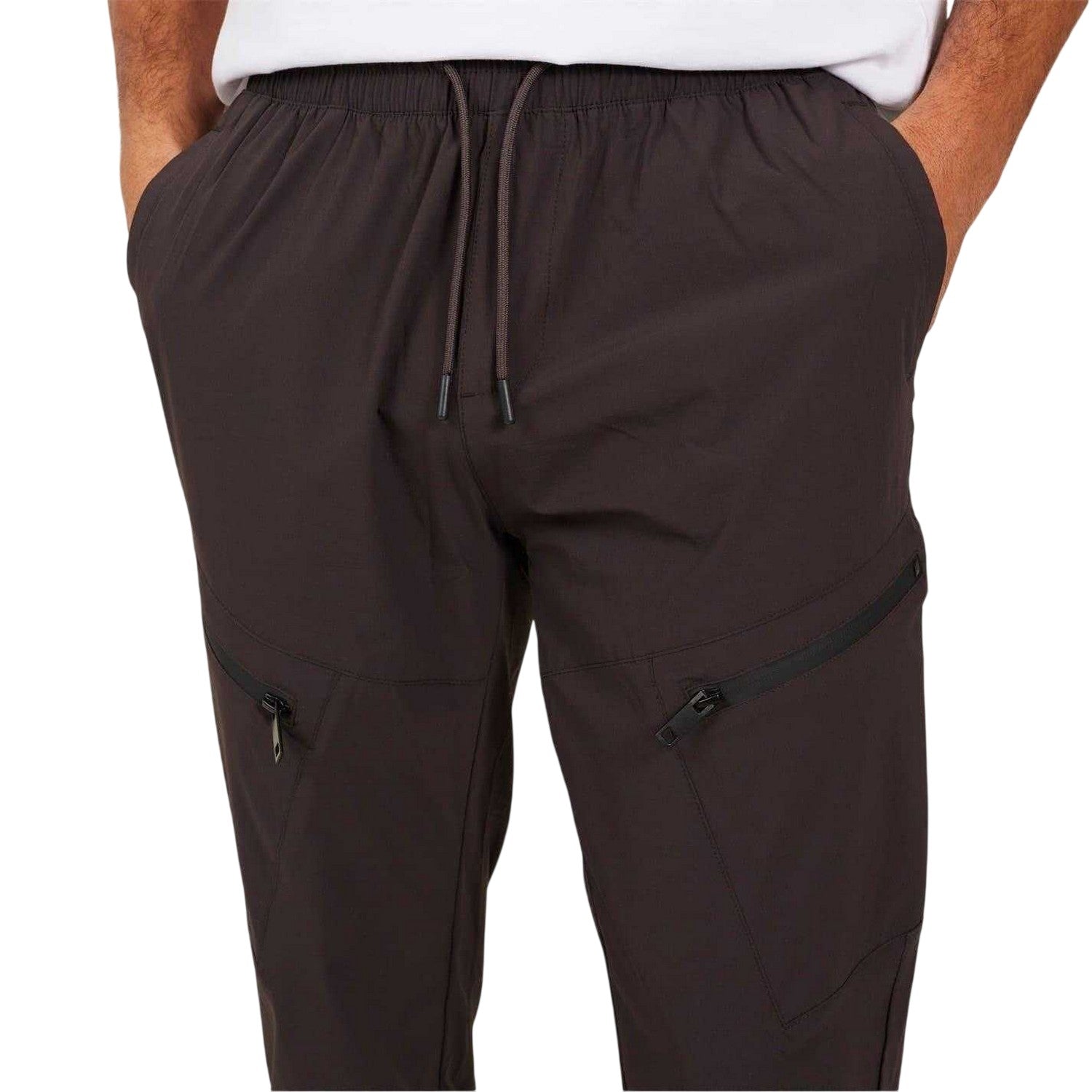 Dark Grey - Side - Brave Soul Mens Ripstop Slim Cargo Trousers