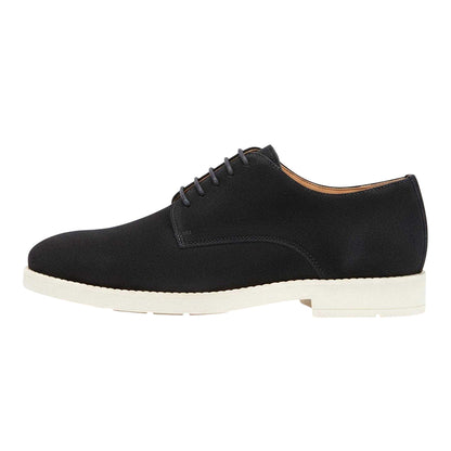 Dark Blue - Side - Boss Mens Suede Flat Derby Shoes