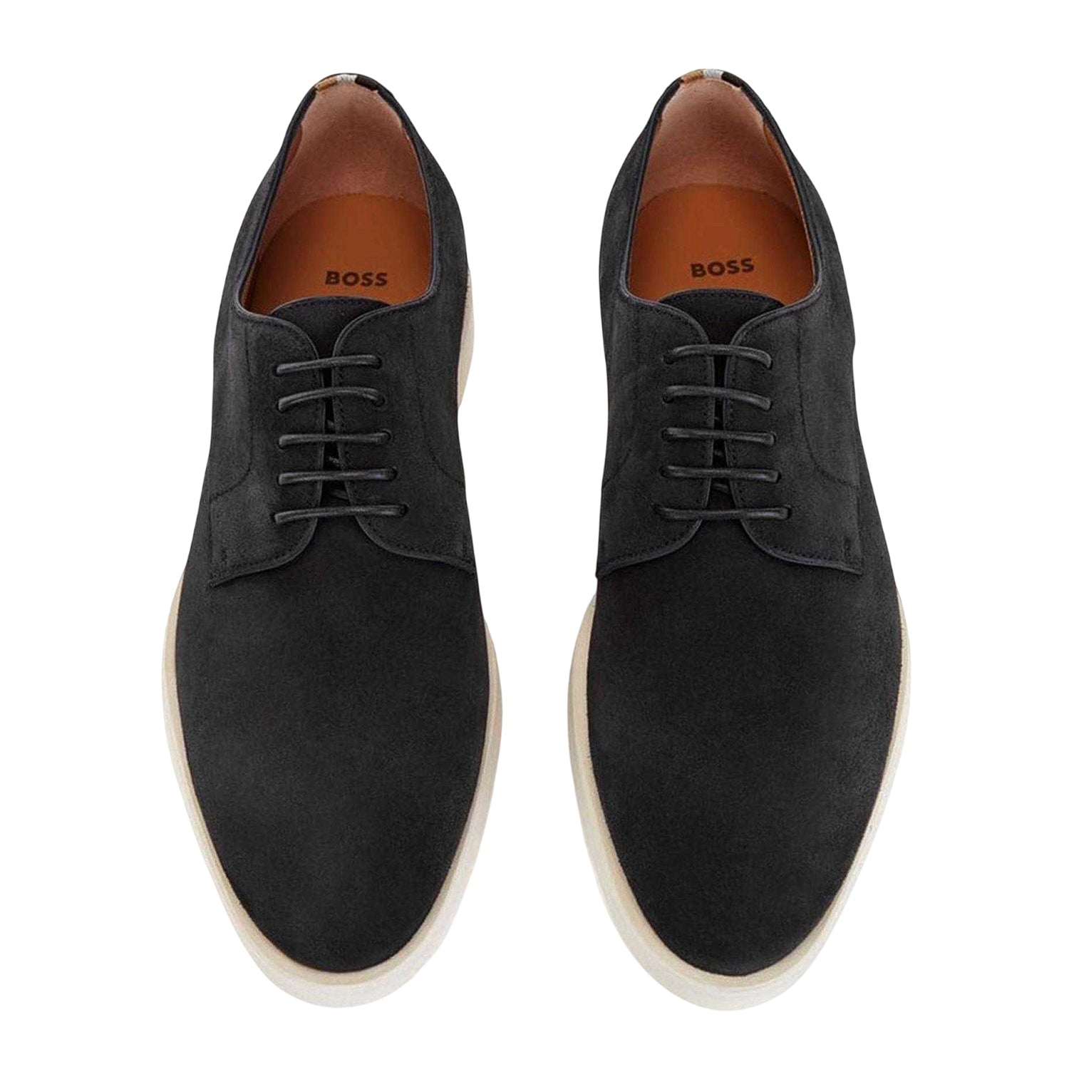 Dark Blue - Lifestyle - Boss Mens Suede Flat Derby Shoes
