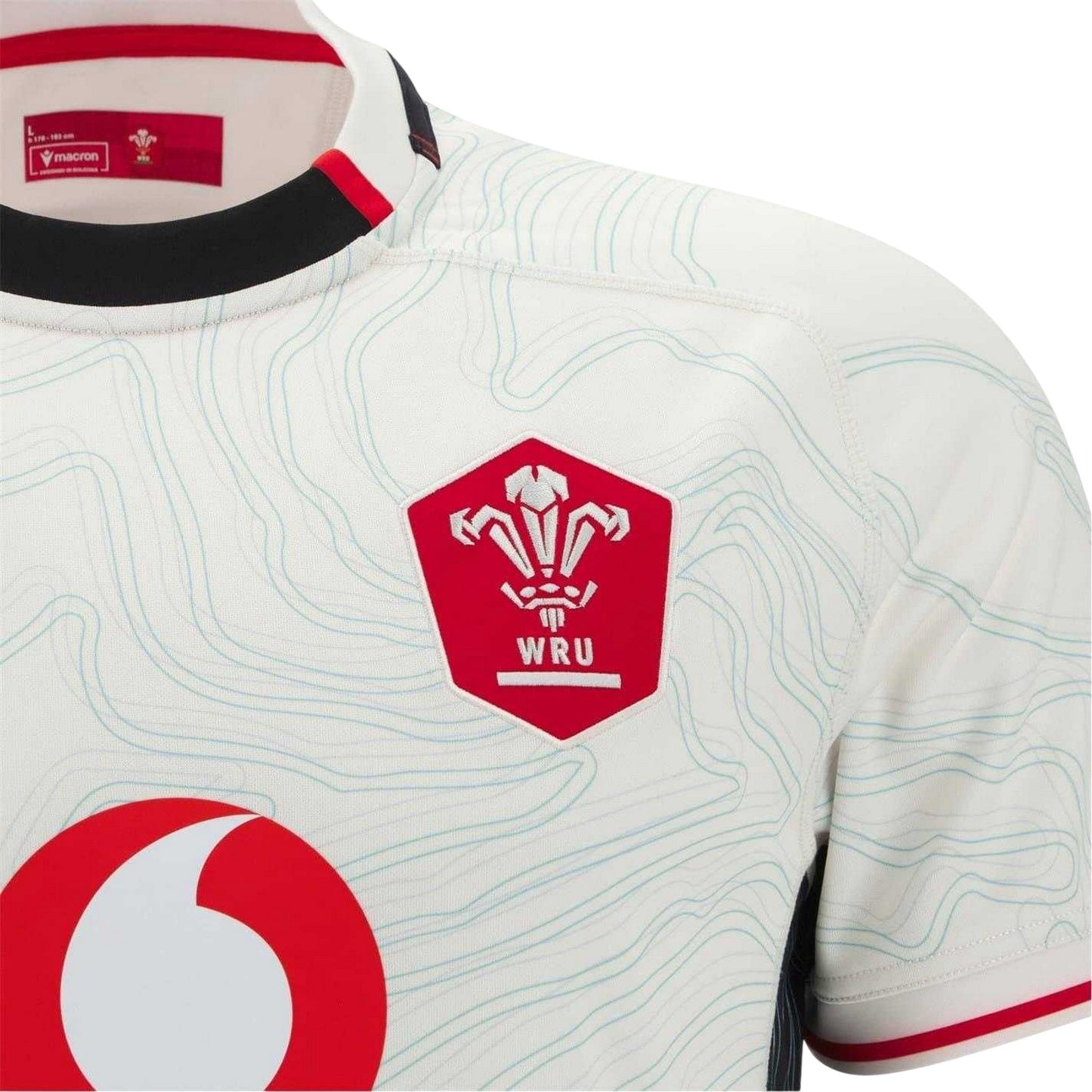 White-Black-Red - Side - Wales RU Mens Macron Rugby Shirt