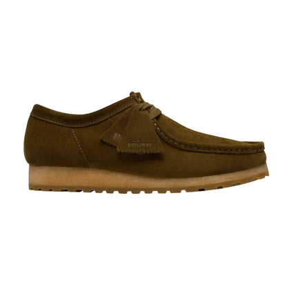 Green - Front - Clarks Originals Mens Wallabee Suede Flat Boat Shoes