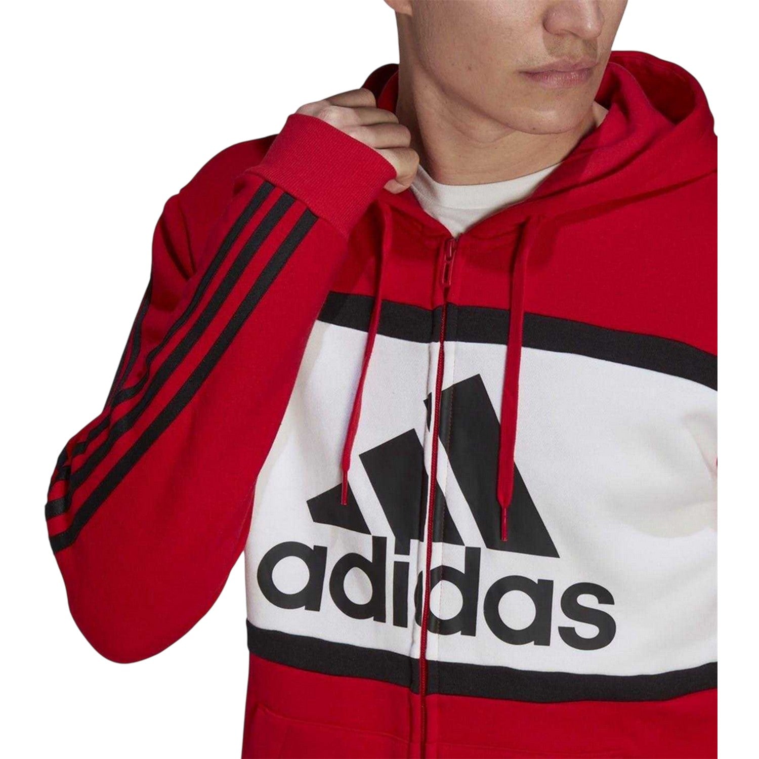 Red - Side - Adidas Mens Full Zip Hoodie