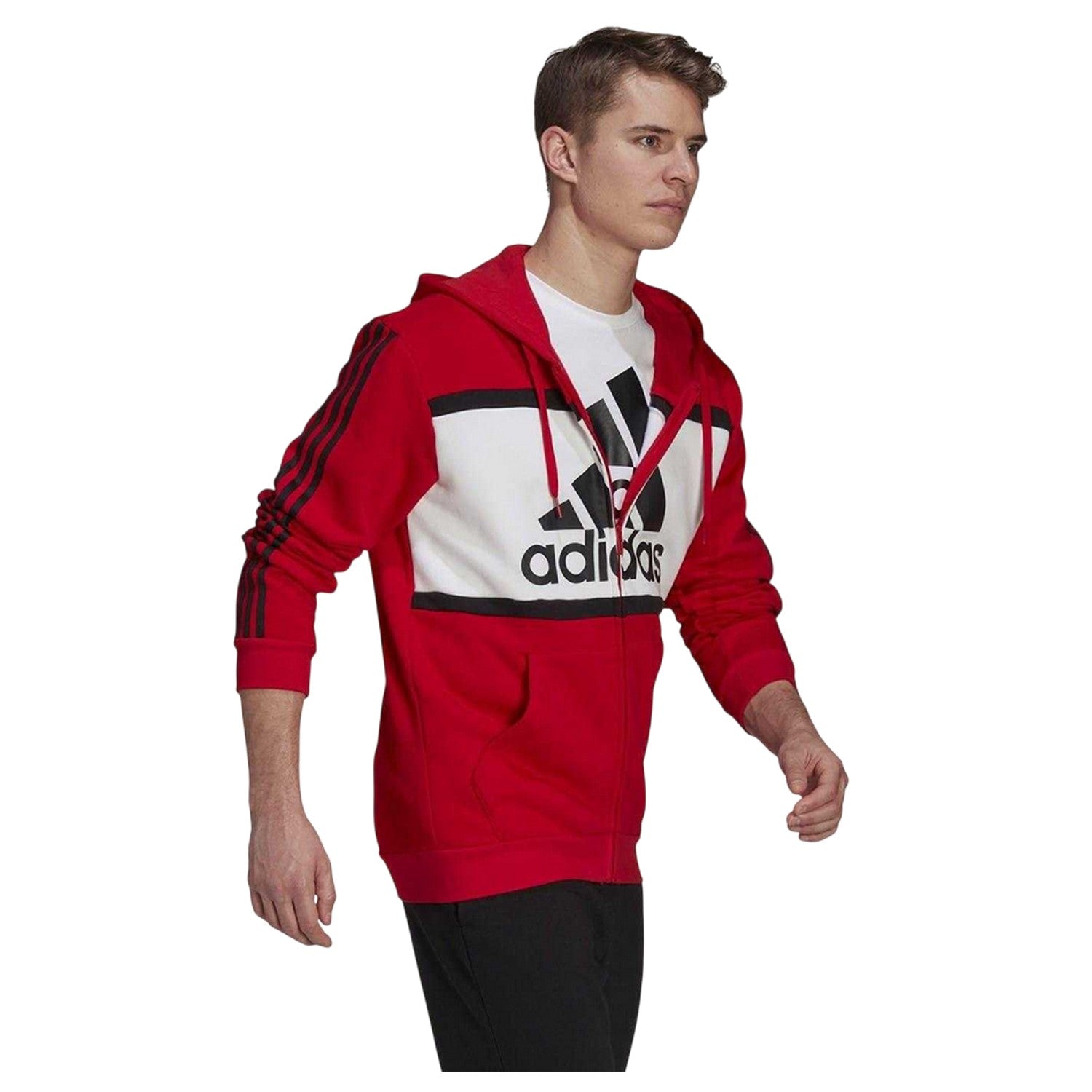 Red - Lifestyle - Adidas Mens Full Zip Hoodie