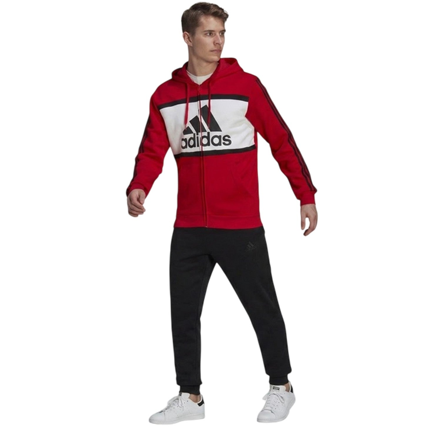 Red - Pack Shot - Adidas Mens Full Zip Hoodie