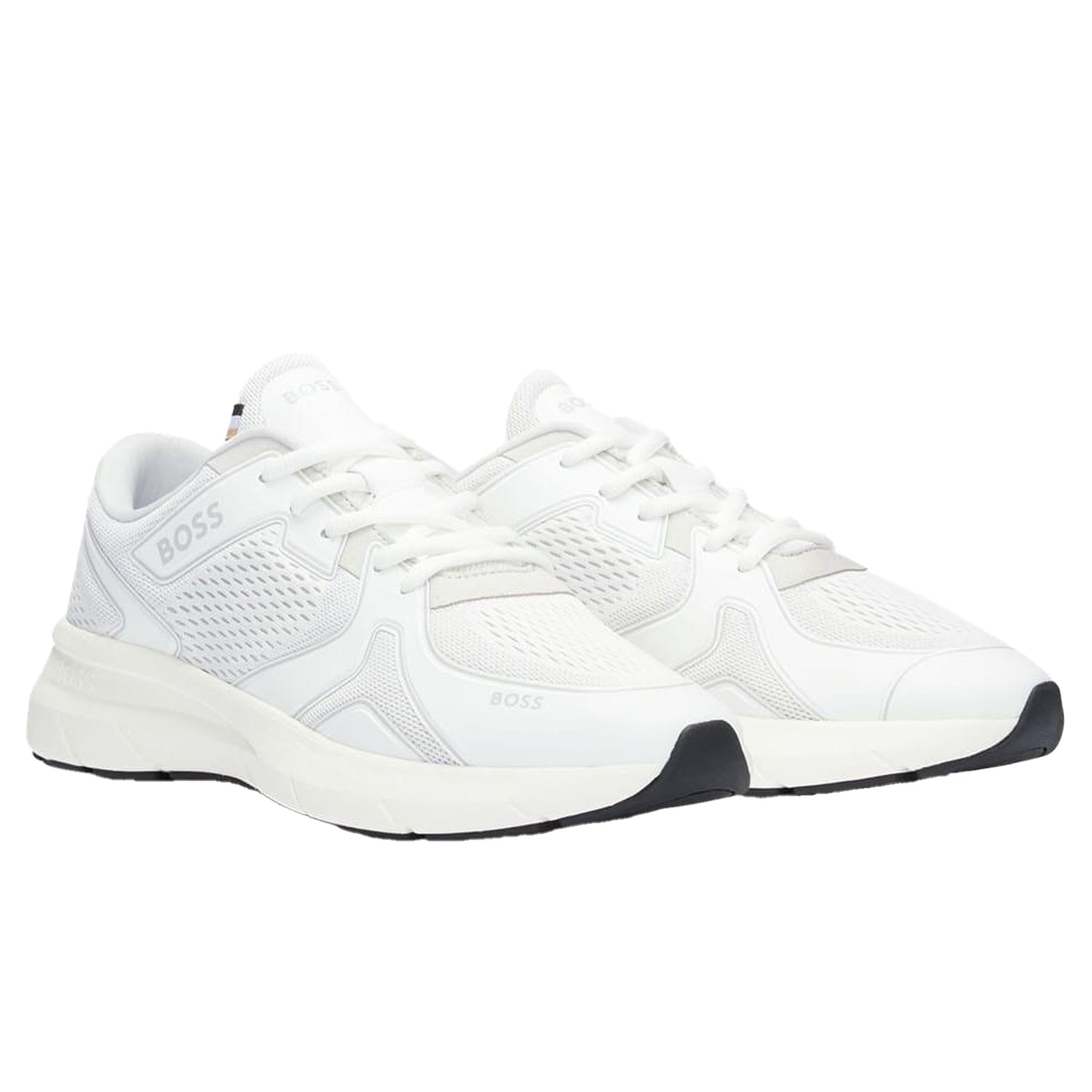 White - Front - Boss Mens Owen Running Trainers