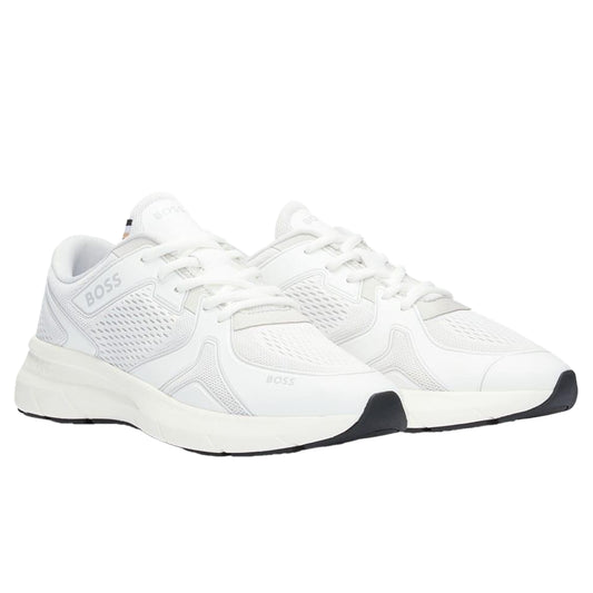 White - Front - Boss Mens Owen Running Trainers