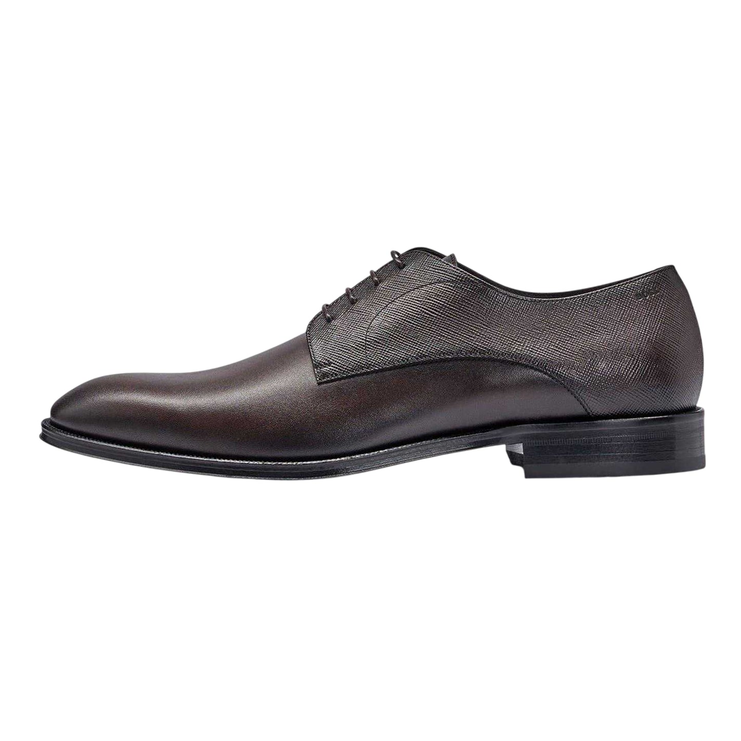 Dark Brown - Side - Boss Mens Derrek Leather Formal Derby Shoes