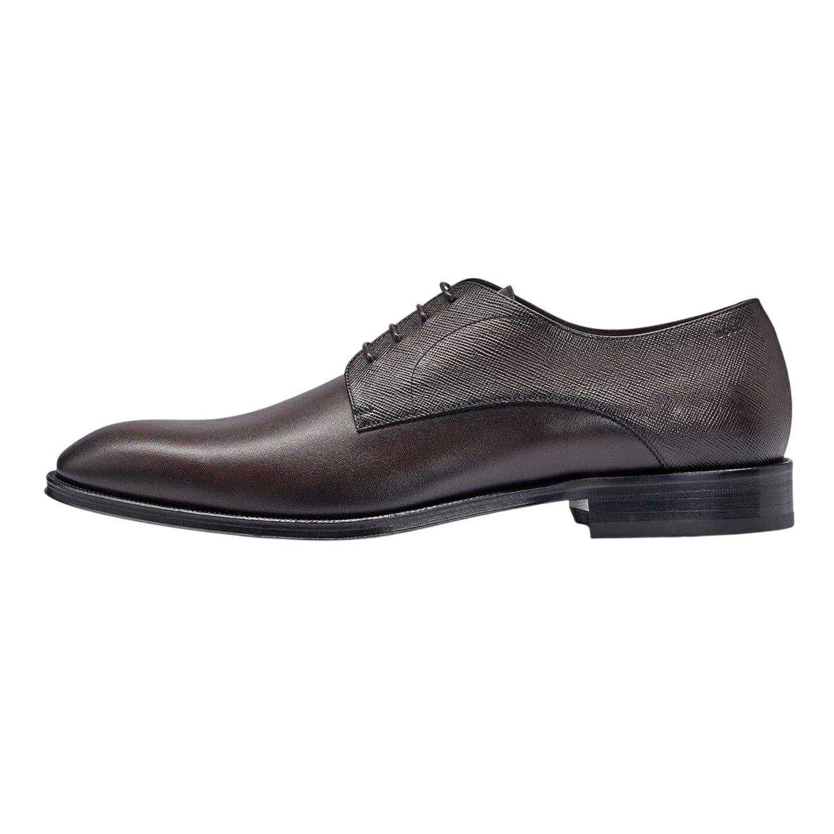 Dark Brown - Side - Boss Mens Derrek Leather Formal Derby Shoes