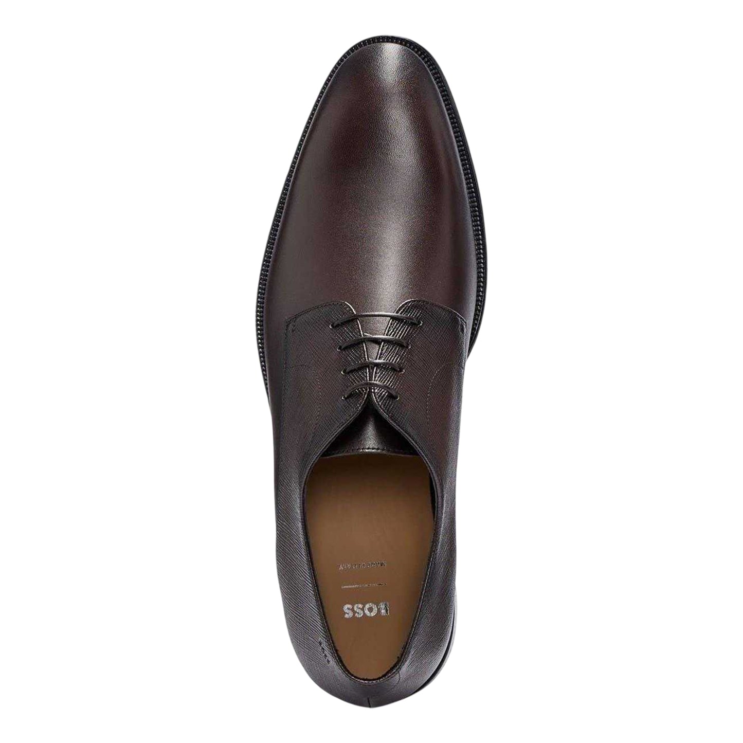 Dark Brown - Lifestyle - Boss Mens Derrek Leather Formal Derby Shoes