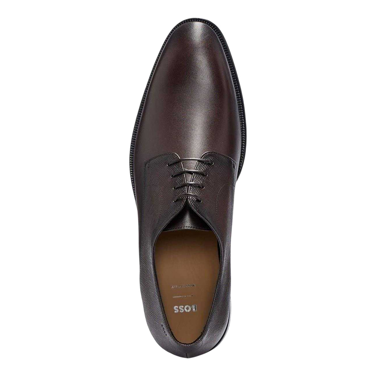 Dark Brown - Lifestyle - Boss Mens Derrek Leather Formal Derby Shoes
