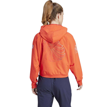 Bright Red - Back - Adidas Womens-Ladies Z.N.E. Team GB Full Zip Hoodie