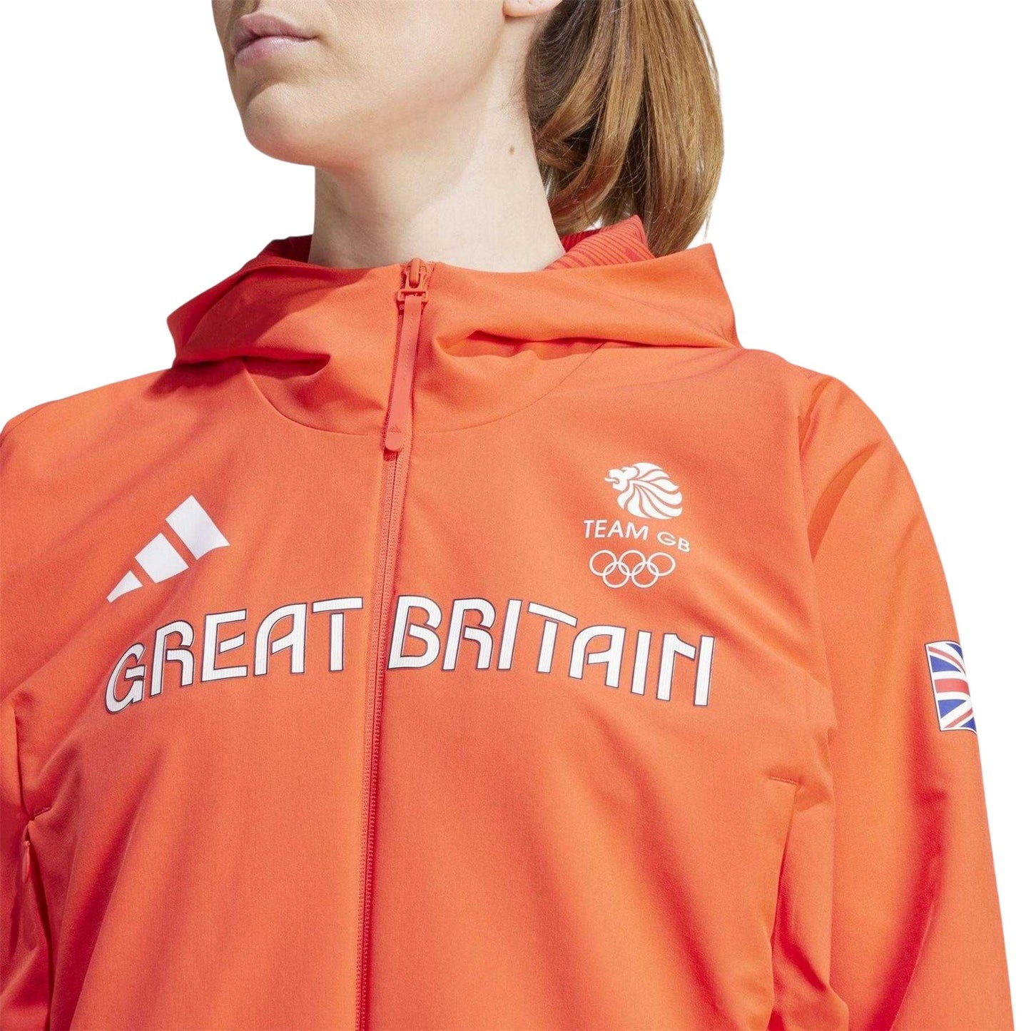 Bright Red - Lifestyle - Adidas Womens-Ladies Z.N.E. Team GB Full Zip Hoodie