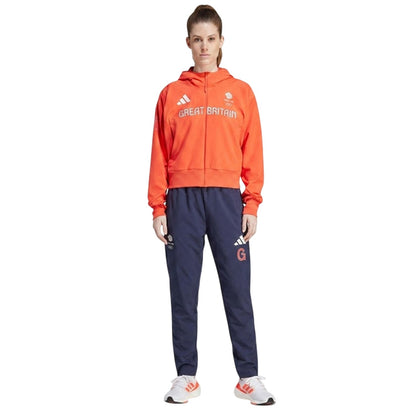 Bright Red - Pack Shot - Adidas Womens-Ladies Z.N.E. Team GB Full Zip Hoodie