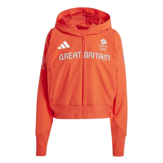 Bright Red - Front - Adidas Womens-Ladies Z.N.E. Team GB Full Zip Hoodie