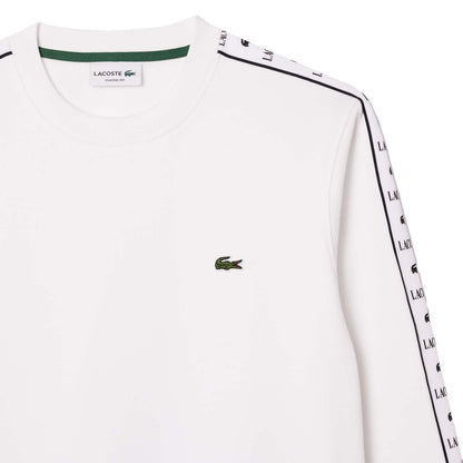 White - Back - Lacoste Mens Logo Strip Crew Neck Sweatshirt