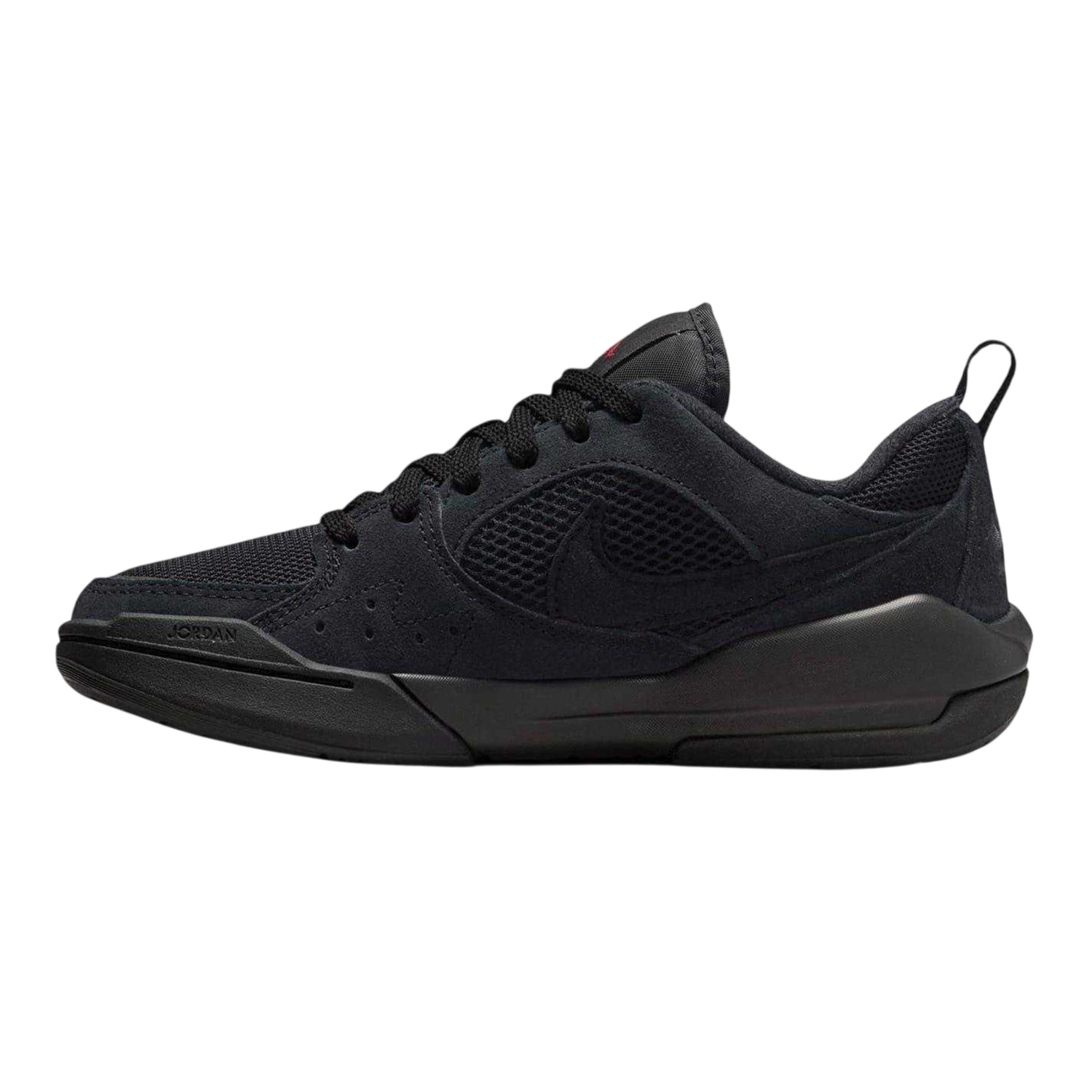 Black-Red - Side - Nike Childrens-Kids Jordan Cmft Era Lace Up Flat Shoes