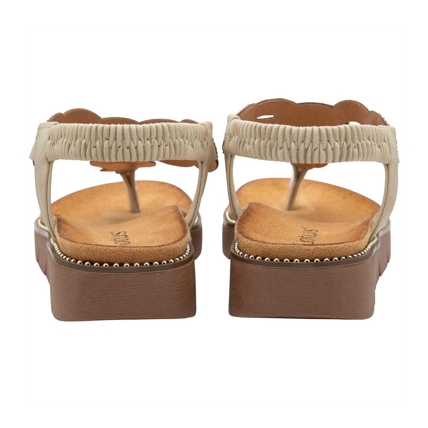 Natural - Back - Lotus Shoes Womens-Ladies Alcina Platform Wedge Sandals