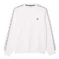 White - Front - Lacoste Mens Logo Strip Crew Neck Sweatshirt