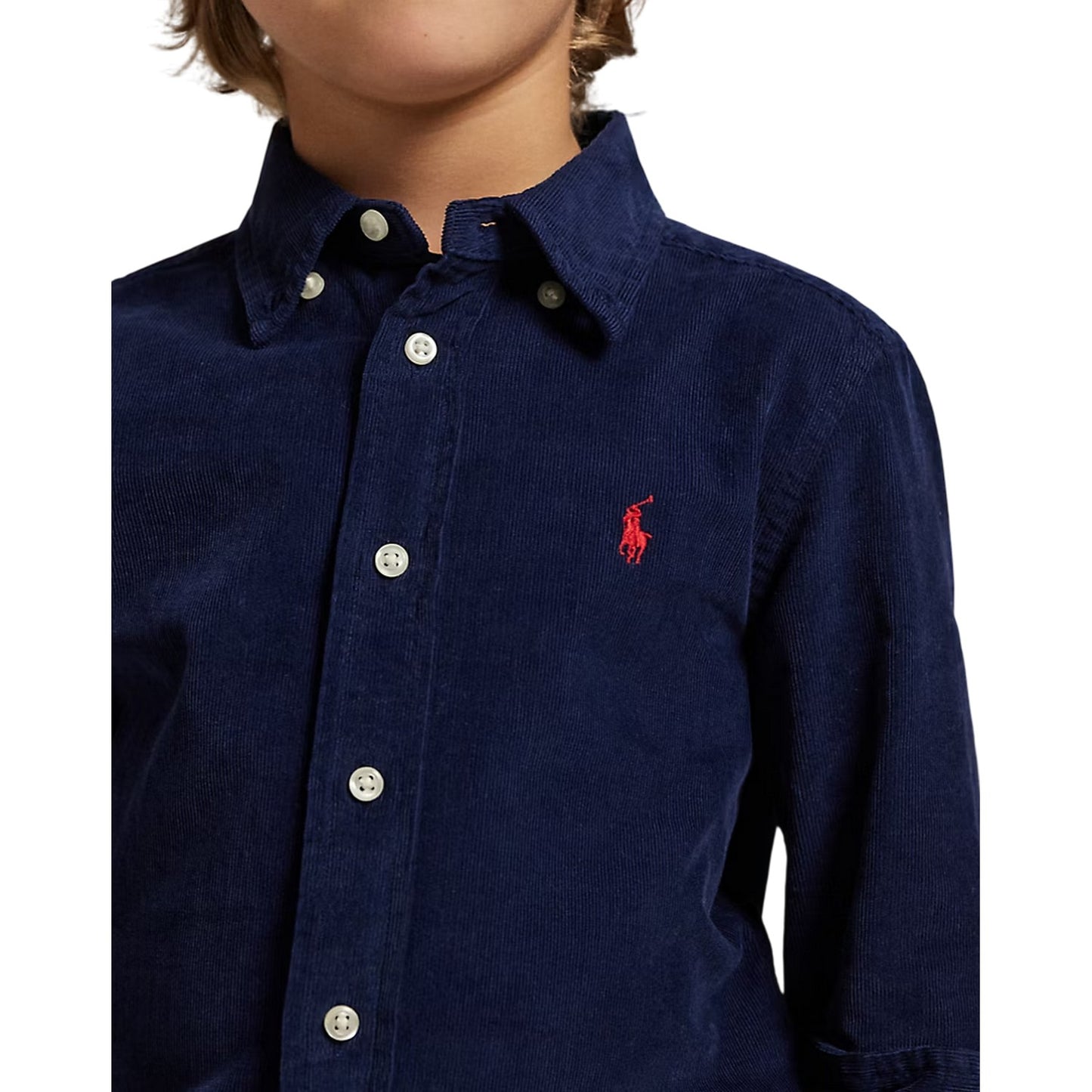 Navy - Side - Ralph Lauren Childrens-Kids Oxford Regular Long-Sleeved Shirt