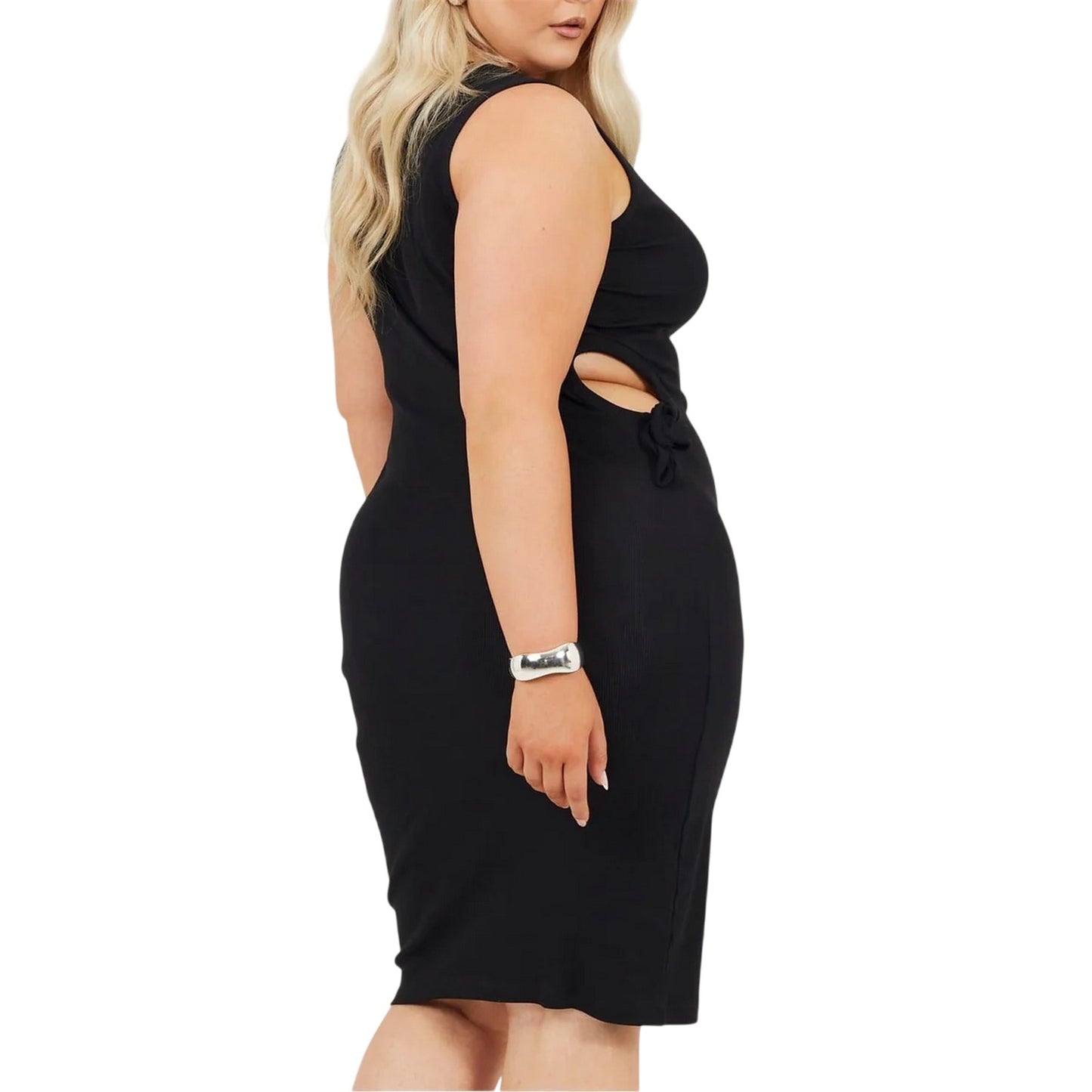 Black - Back - Brave Soul Womens-Ladies Scoop Neck Curved Midi Dress