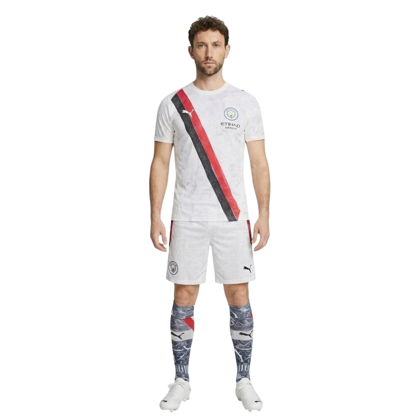 White-Black - Pack Shot - Puma Mens KidSuper Manchester City FC Away Shirt