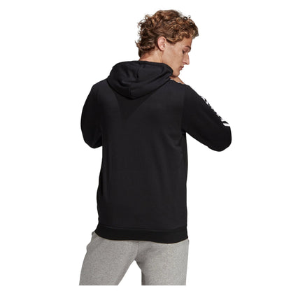Black - Back - Adidas Mens 3 Stripes French Terry Relaxed Fit Casual Full Zip Hoodie