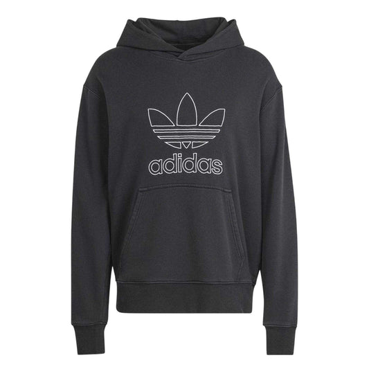 Black - Front - Adidas Mens Trefoil French Terry Pullover Hoodie
