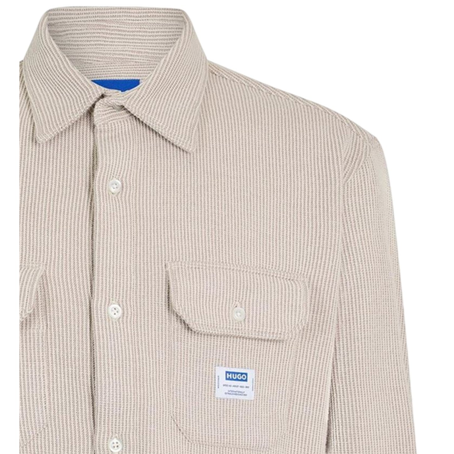 White - Side - Hugo Mens Ekynone Vertical Stripe Oxford Long-Sleeved Shirt