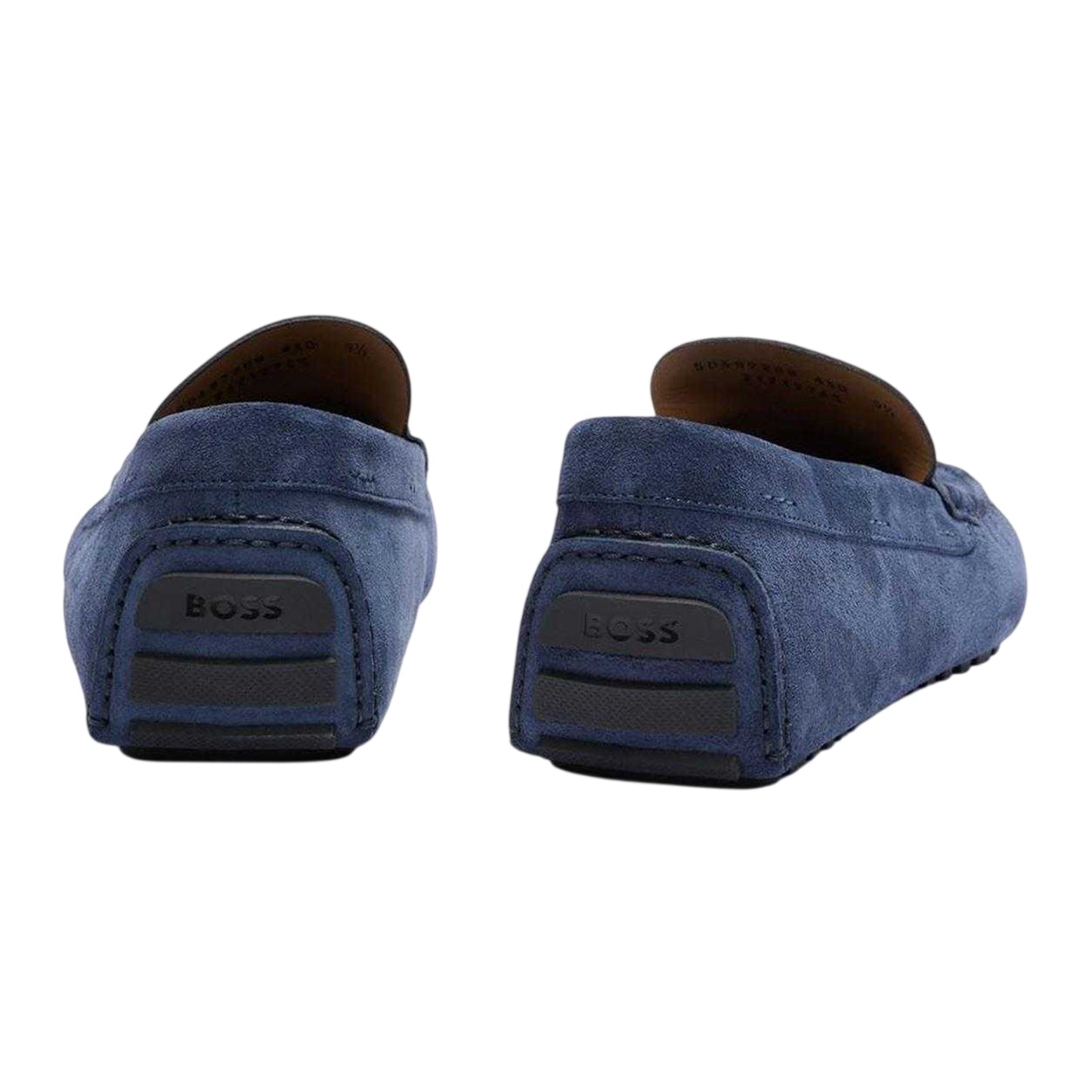Blue - Back - Boss Mens Driver Suede Flat Moccasins