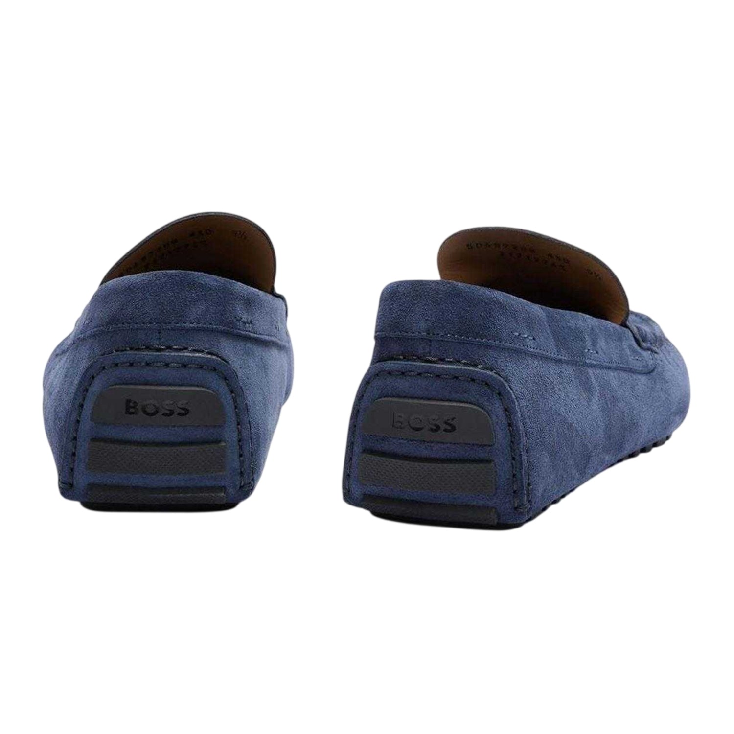 Blue - Back - Boss Mens Driver Suede Flat Moccasins