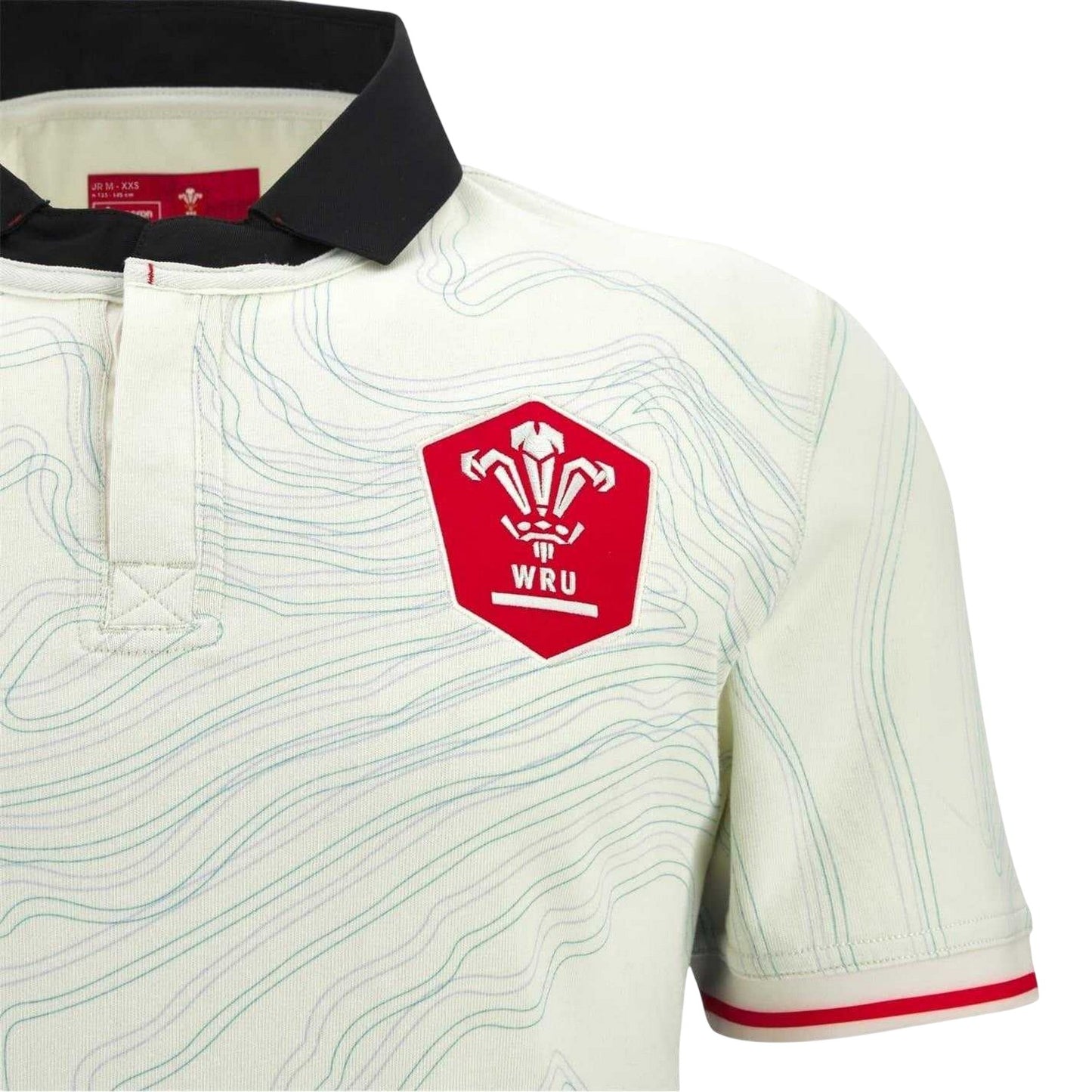 White-Black-Red - Side - Wales RU Childrens-Kids 25-26 Macron Rugby Shirt