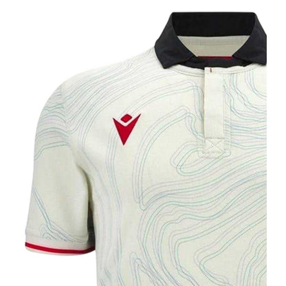 White-Black-Red - Lifestyle - Wales RU Childrens-Kids 25-26 Macron Rugby Shirt