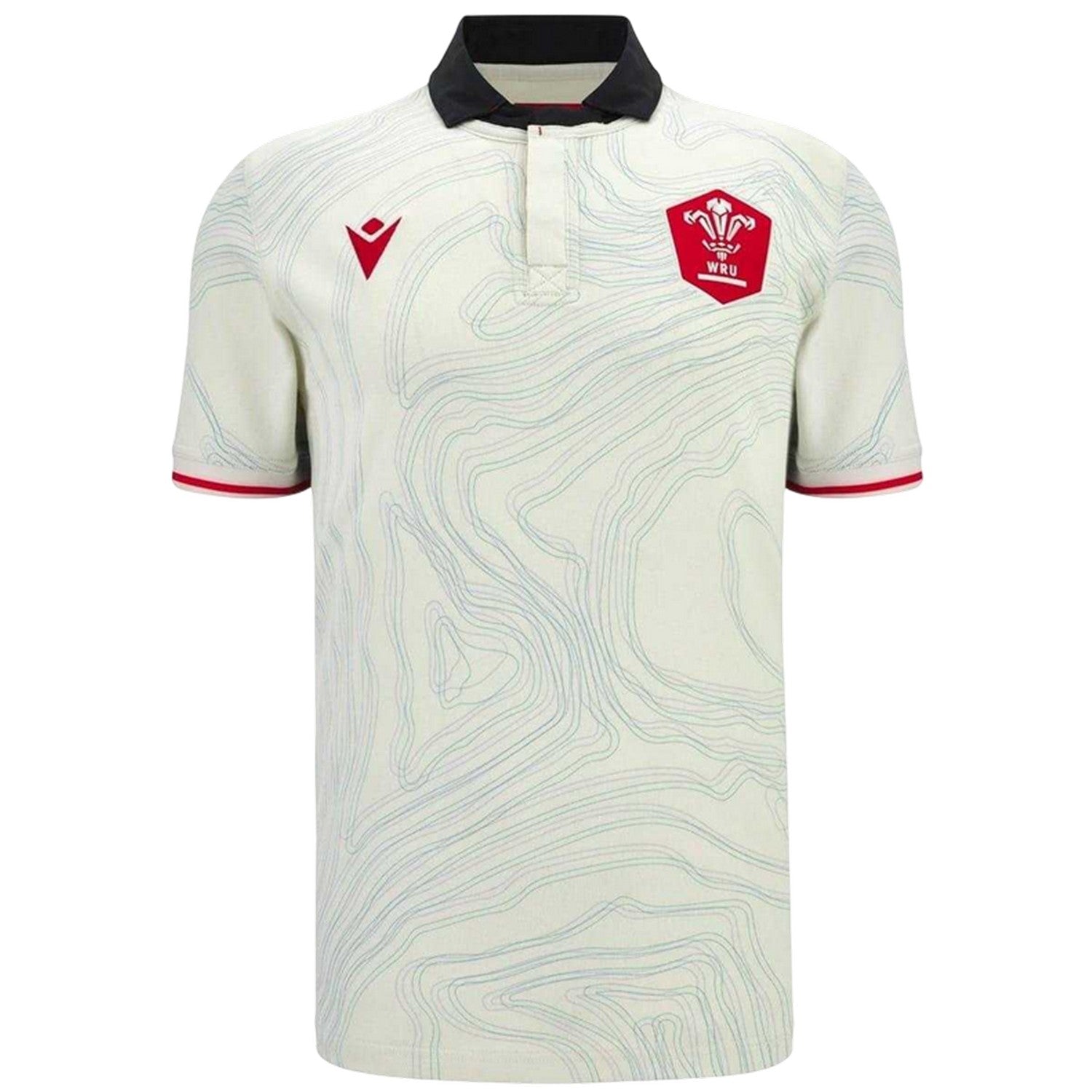 White-Black-Red - Front - Wales RU Childrens-Kids 25-26 Macron Rugby Shirt
