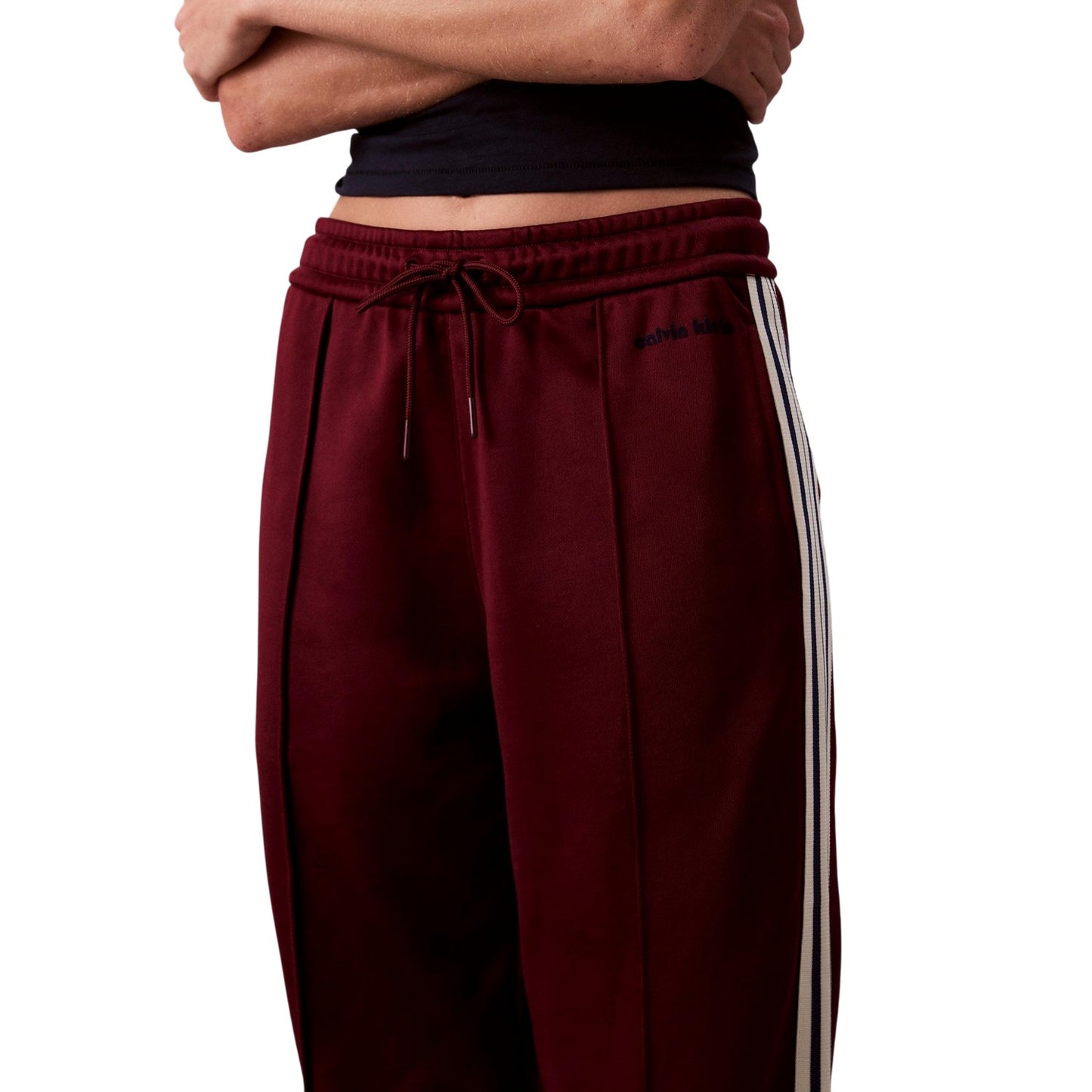 Rouge - Side - Calvin Klein Womens-Ladies French Terry Tracksuit Bottoms