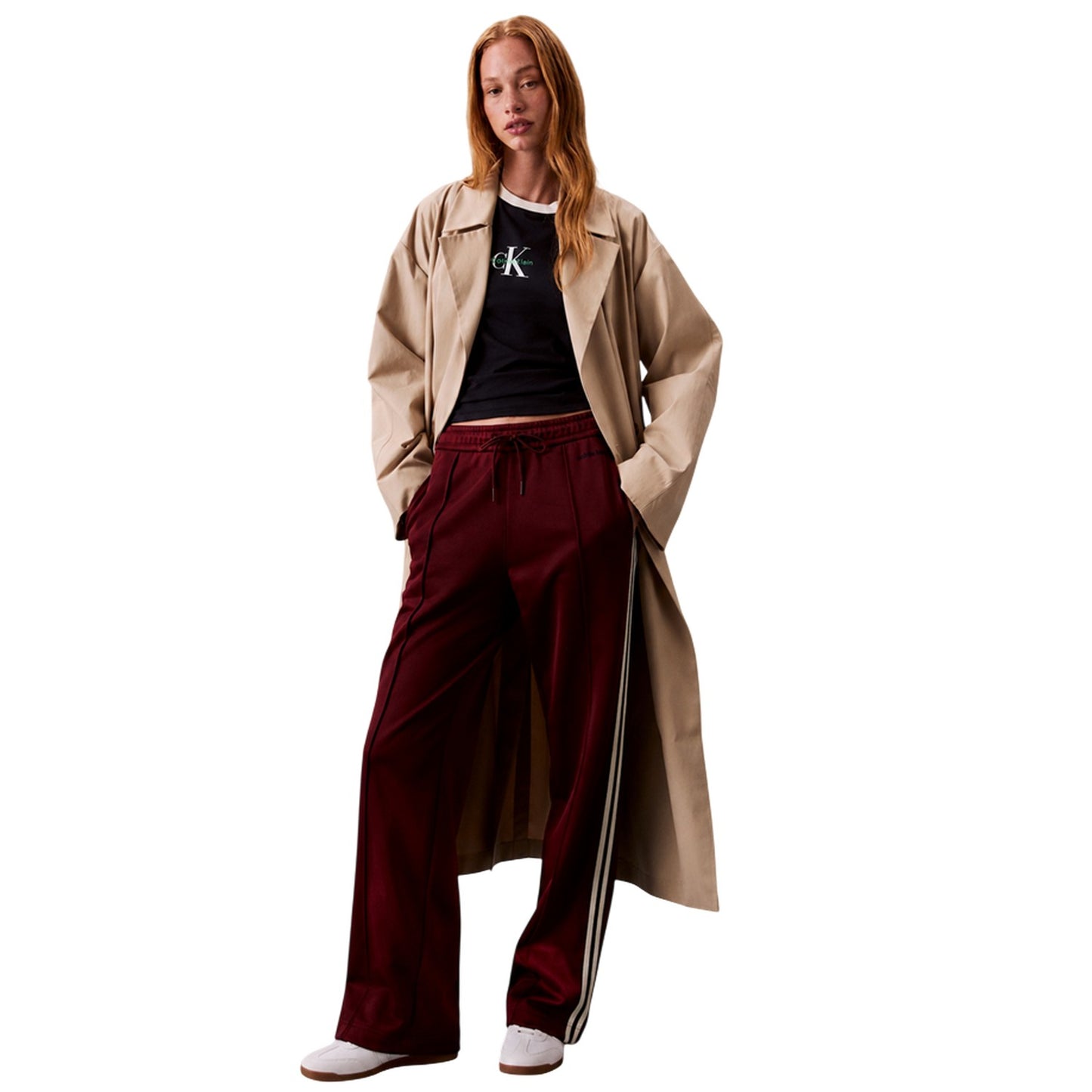 Rouge - Pack Shot - Calvin Klein Womens-Ladies French Terry Tracksuit Bottoms