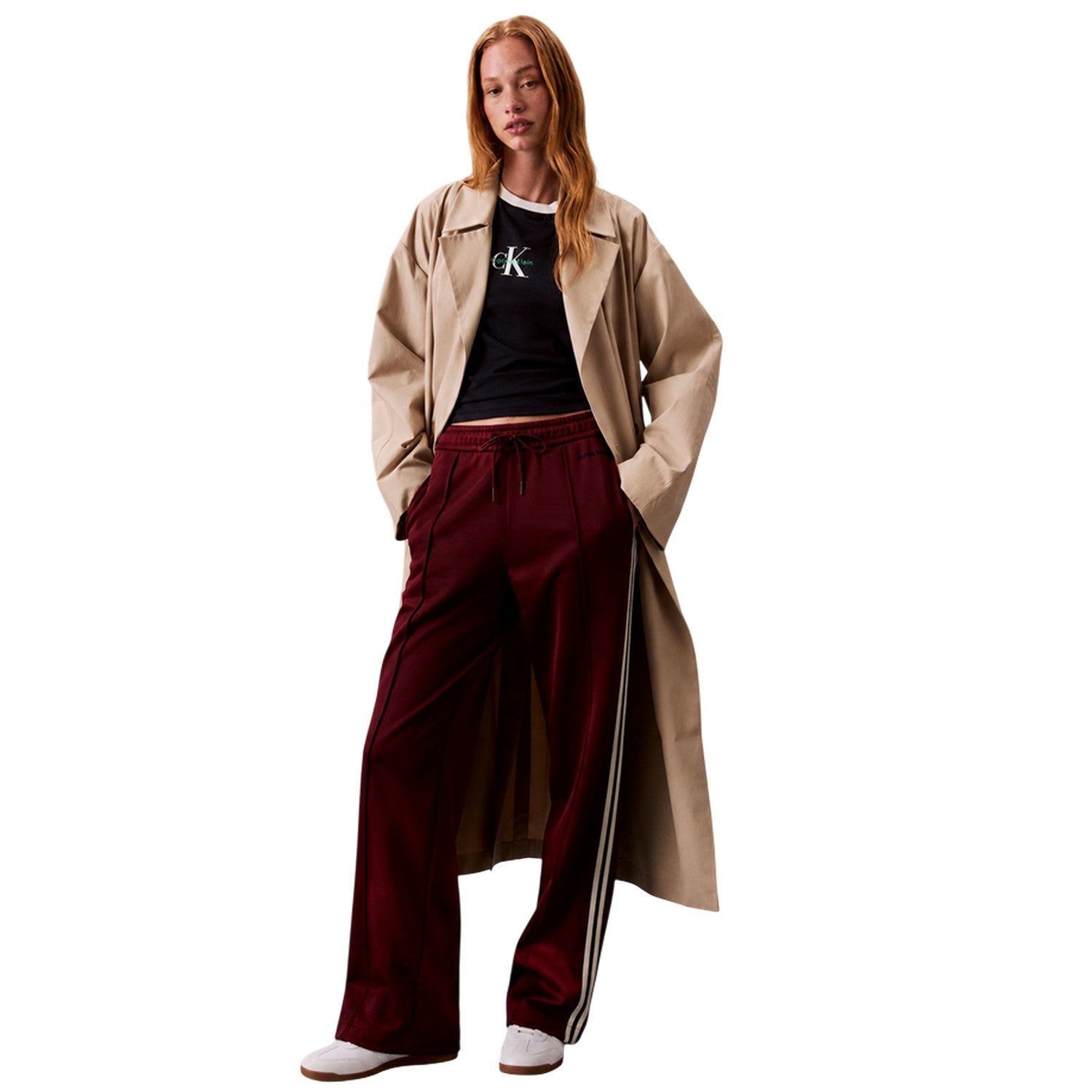 Rouge - Pack Shot - Calvin Klein Womens-Ladies French Terry Tracksuit Bottoms