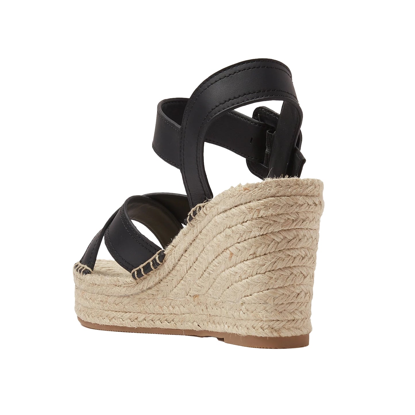 Black - Back - Boss Womens-Ladies Strappy Wedge Espadrilles