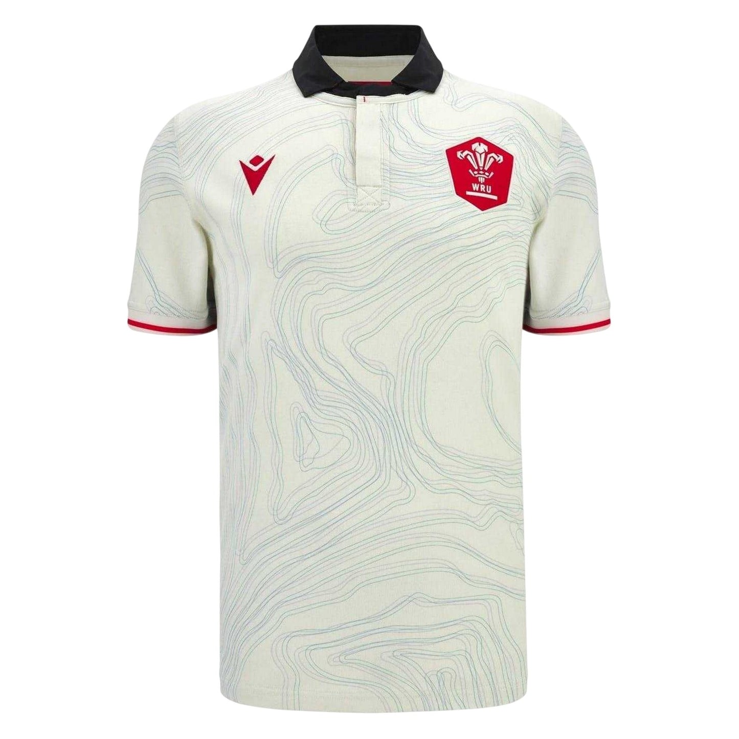 White-Black-Red - Front - Wales RU Mens Macron Rugby Shirt
