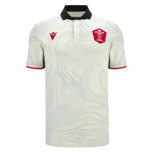 White-Black-Red - Front - Wales RU Mens Macron Rugby Shirt