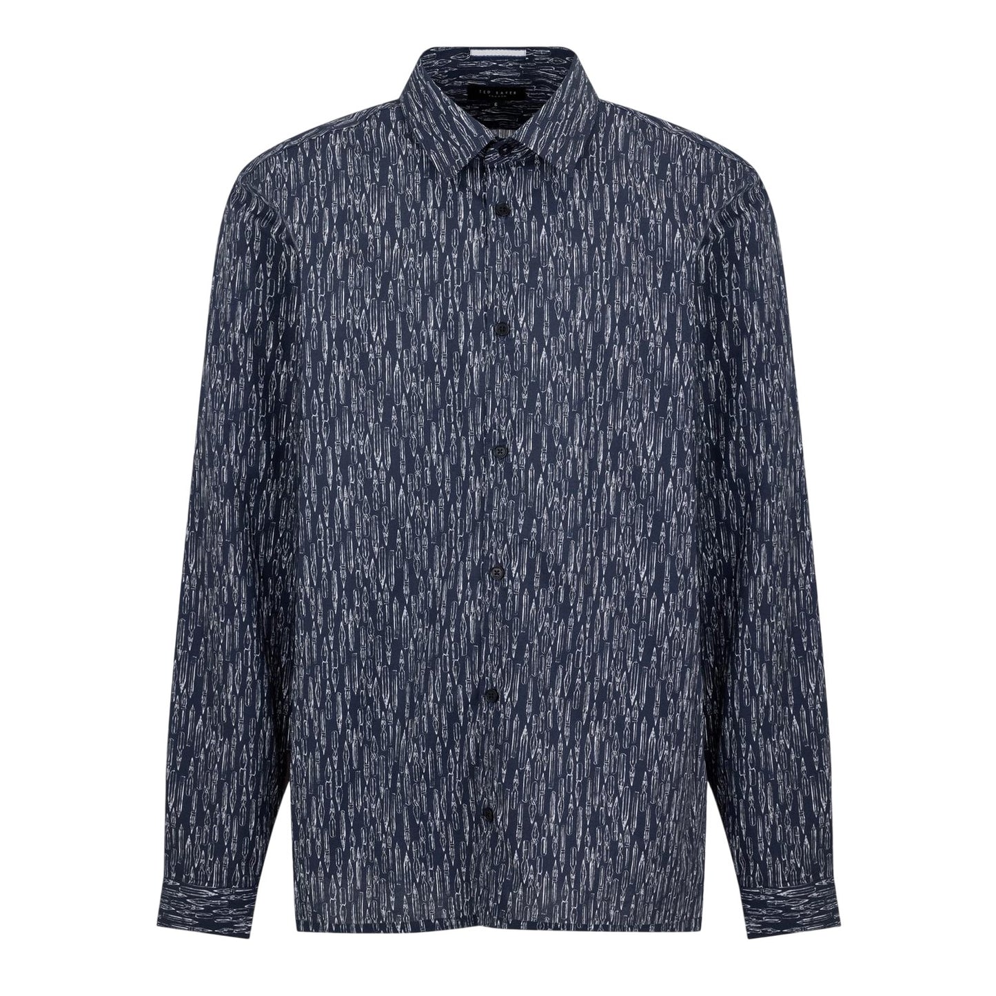 Navy - Front - Ted Baker Mens Abstract Recycled Long-Sleeved Shirt