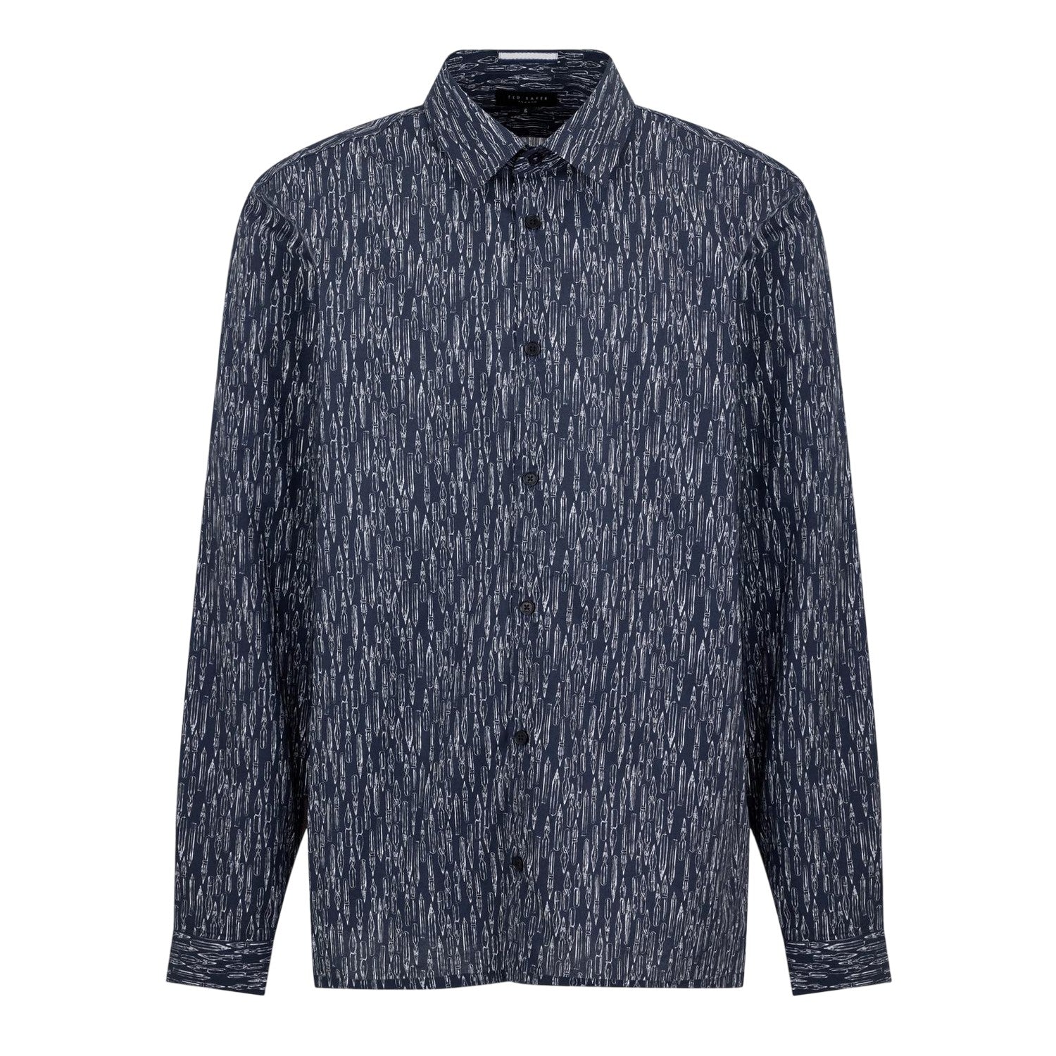 Navy - Front - Ted Baker Mens Abstract Recycled Long-Sleeved Shirt