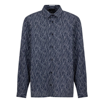 Navy - Front - Ted Baker Mens Abstract Recycled Long-Sleeved Shirt