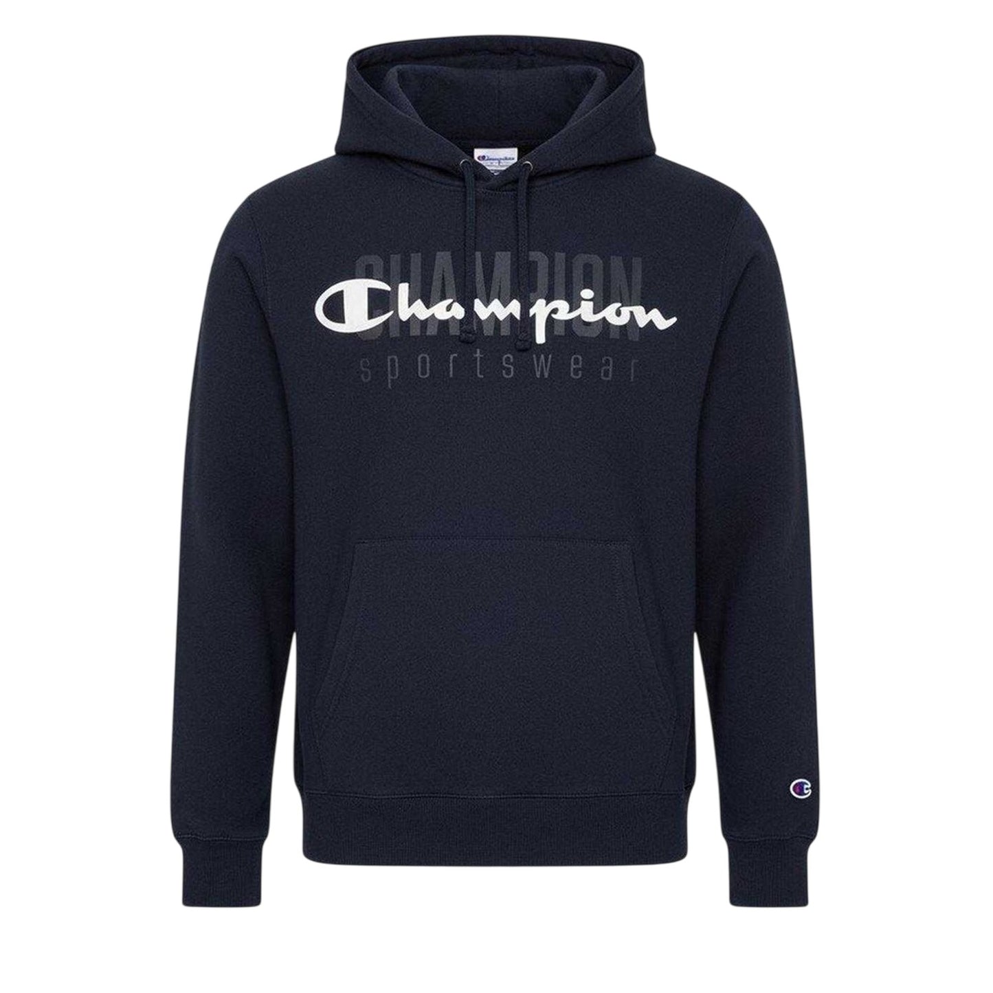 Navy - Front - Champion Mens Relaxed Fit Pullover Hoodie
