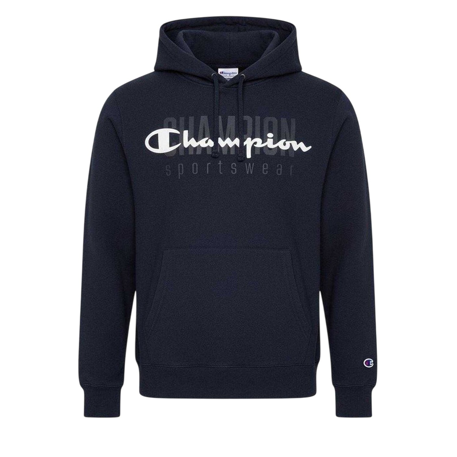 Navy - Front - Champion Mens Relaxed Fit Pullover Hoodie