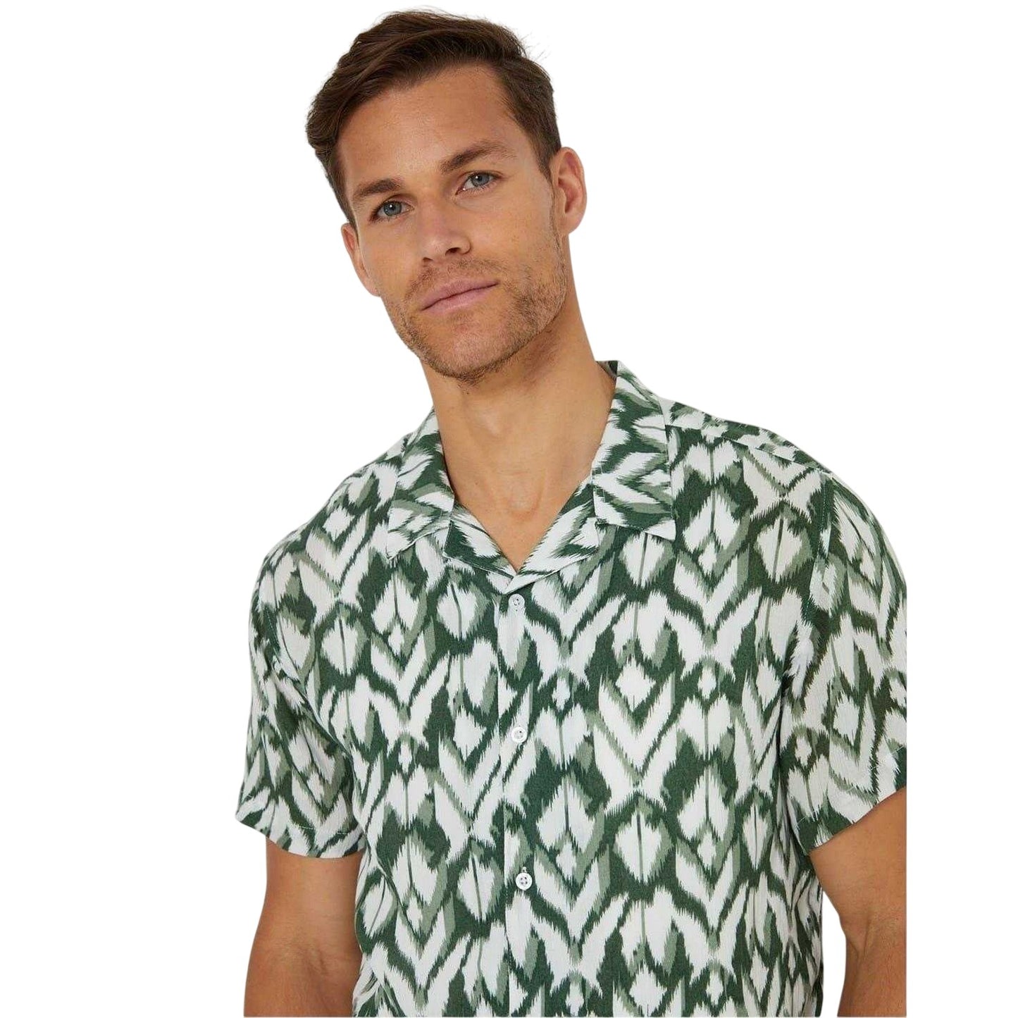 Pine Green - Side - Threadbare Mens Geometric Short-Sleeved Shirt
