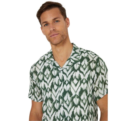 Pine Green - Side - Threadbare Mens Geometric Short-Sleeved Shirt