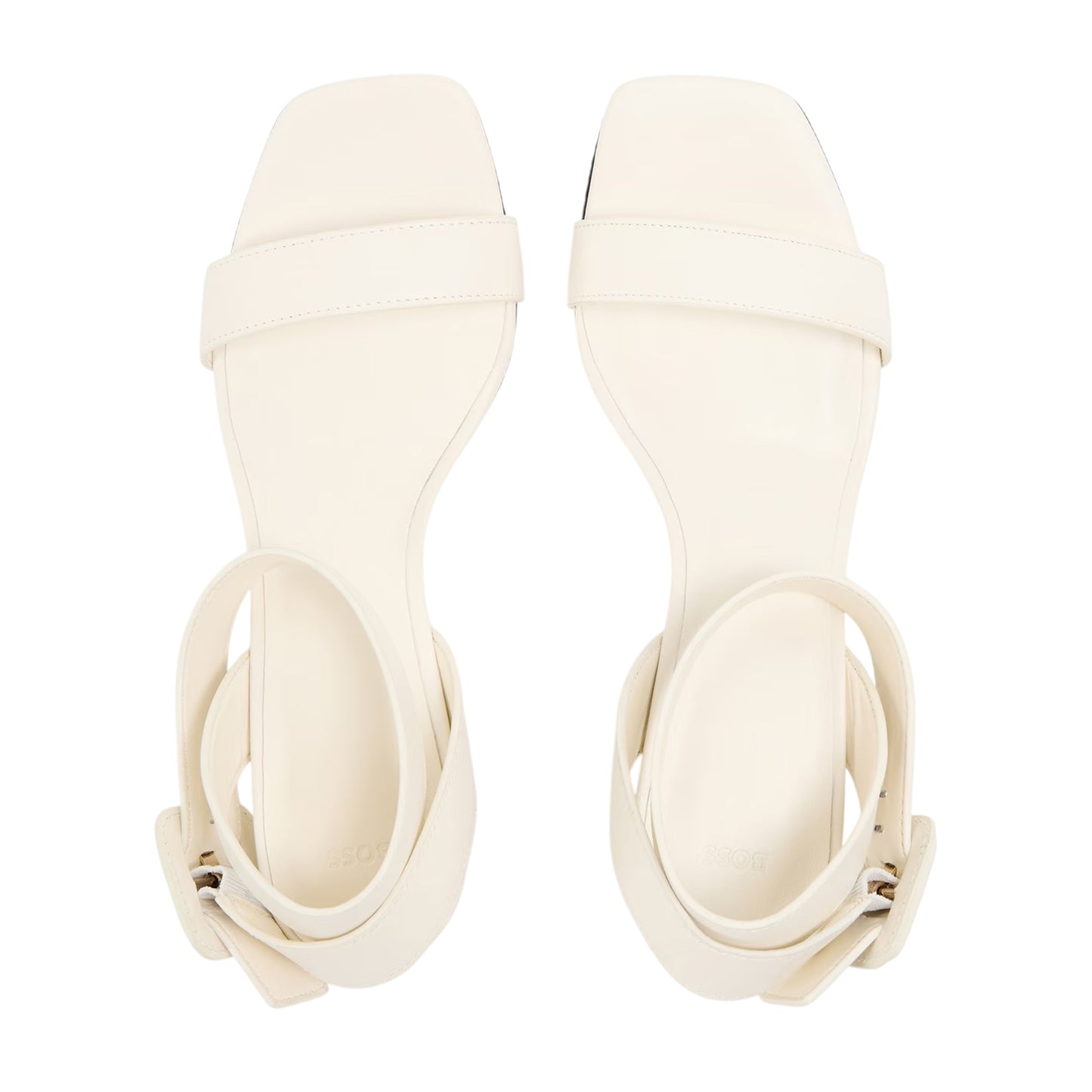 White - Back - Boss Womens-Ladies Minimalist Block Heel Sandals