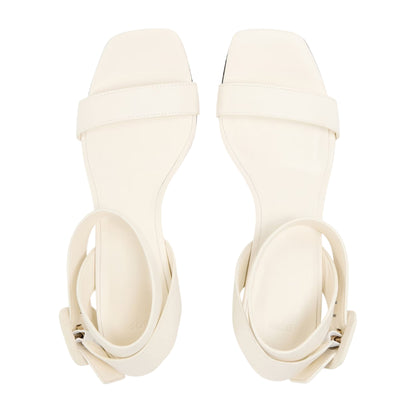 White - Back - Boss Womens-Ladies Minimalist Block Heel Sandals