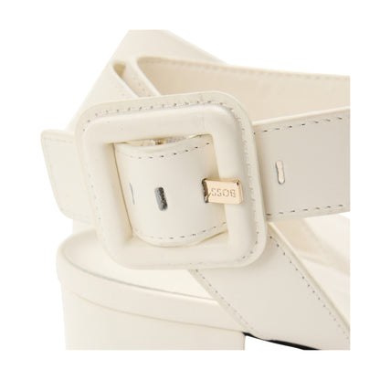 White - Side - Boss Womens-Ladies Minimalist Block Heel Sandals