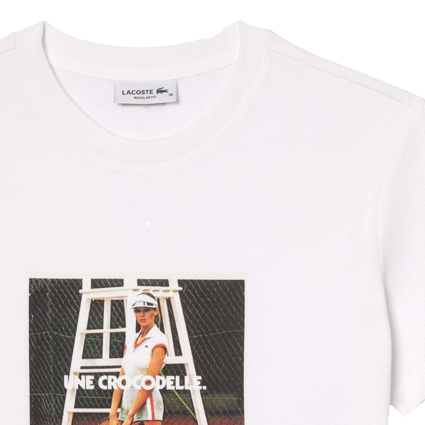 White - Back - Lacoste Womens-Ladies Printed Pique T-Shirt